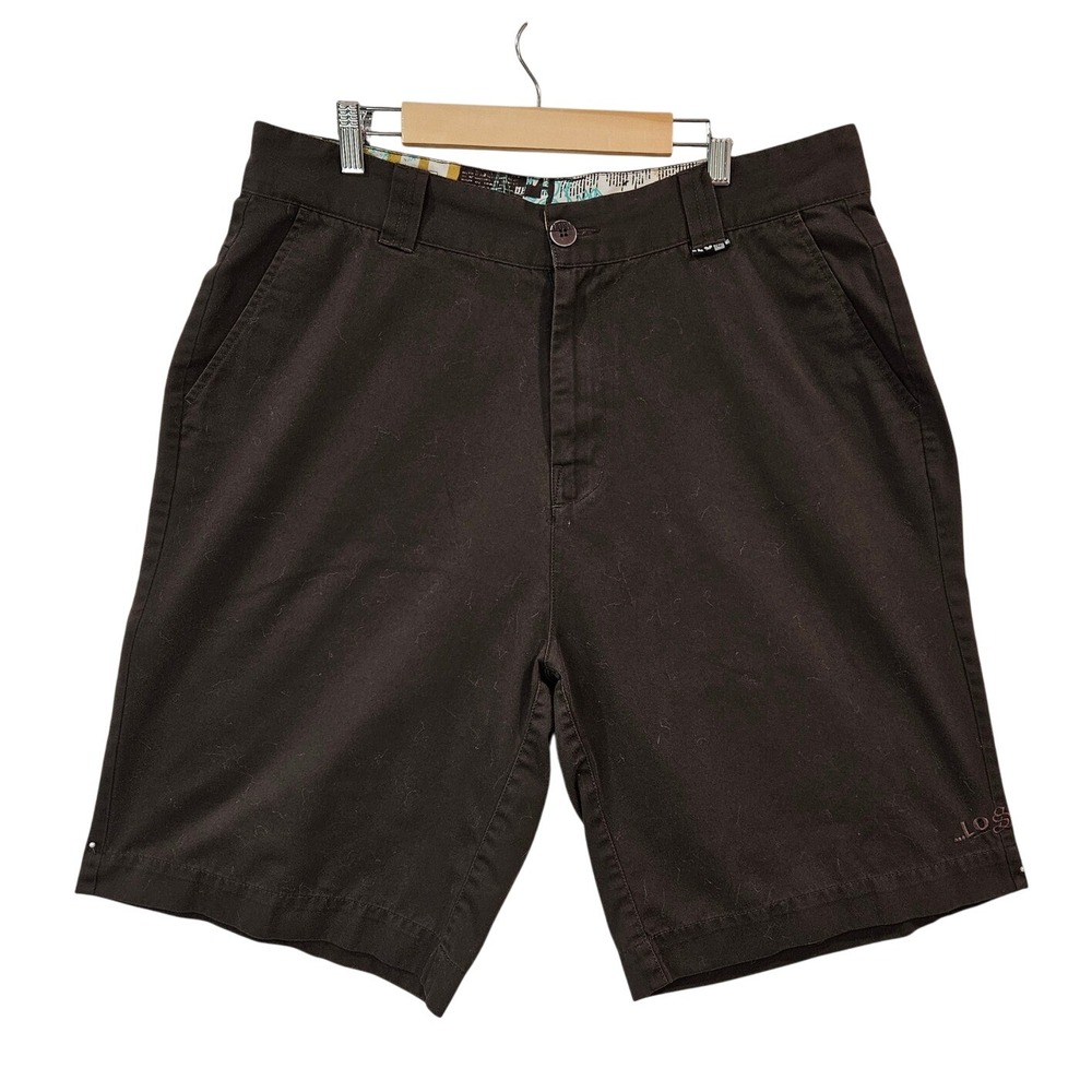 Vintage LOST ENTERPRISES Mens 36 Chino Y2K‎ Skateboard Shorts Brown 24 in Long